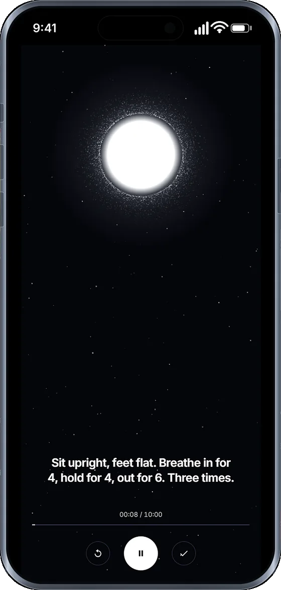 Universilium app playing a guided hypnosis session